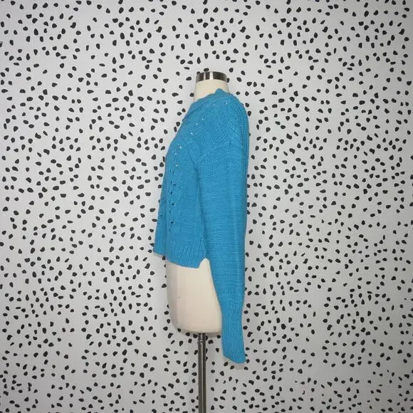 Free People Blue Bell Song Pullover Knit Cropped Sweater - Picture 6 of 12